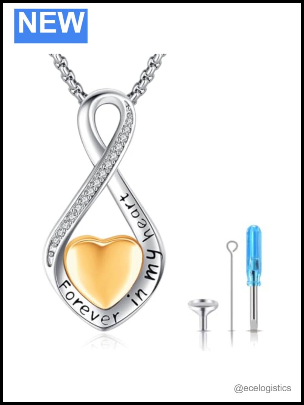 Sterling Silver Urn Necklace for Ashes Heart Infinity Pendant Memorial Jewelry